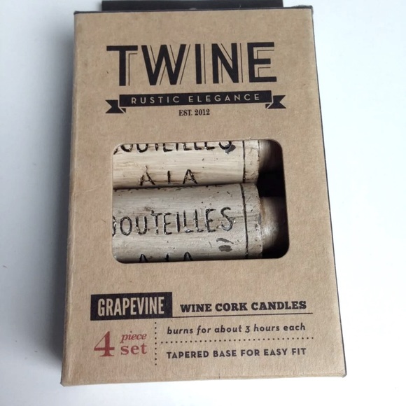 Wine Cork Shaped Candles, Set of 4 by TWINE Fits on Any Empty Bottle NEW IN BOX - Picture 2 of 3